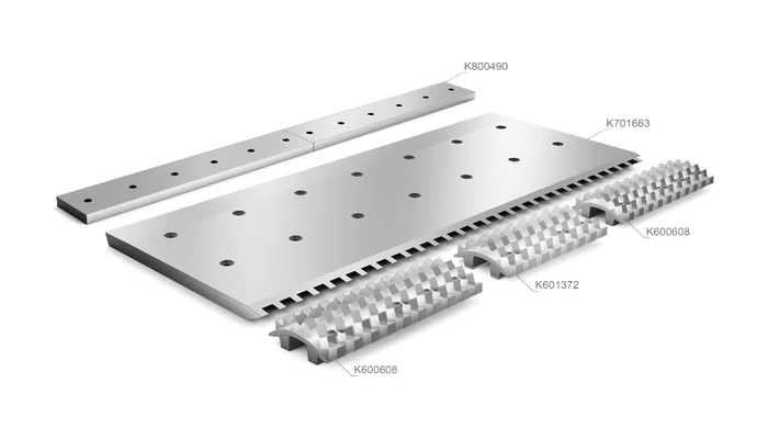 Counterknives, infeed plates segments